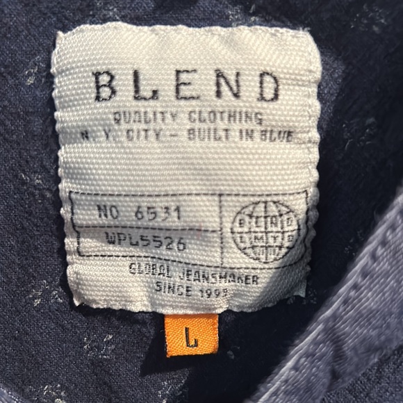 Band Collar Button Up (Navy) - Picture 2 of 4